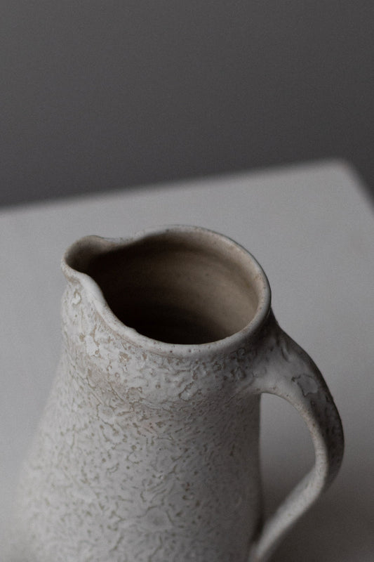 Ash Clay Jug with Textured Chun & Dolomite Glaze by Nicola Tassie