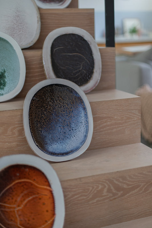 Light and Dark Blue Half Half  by Nina Malterud