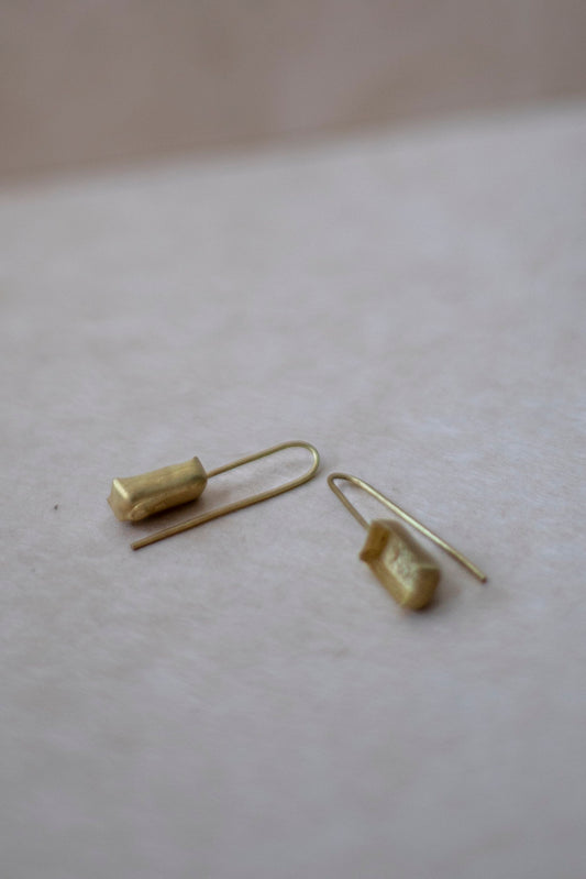 18ct Gold Rectangle Shell Drop Earrings by Ulrike Ramin