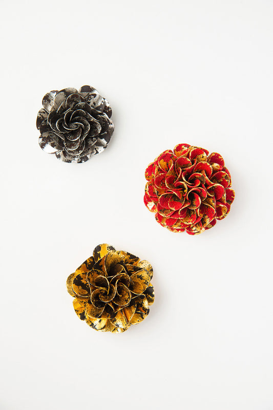 Red 'Colour of Seasons' Brooch by Makiko Oda