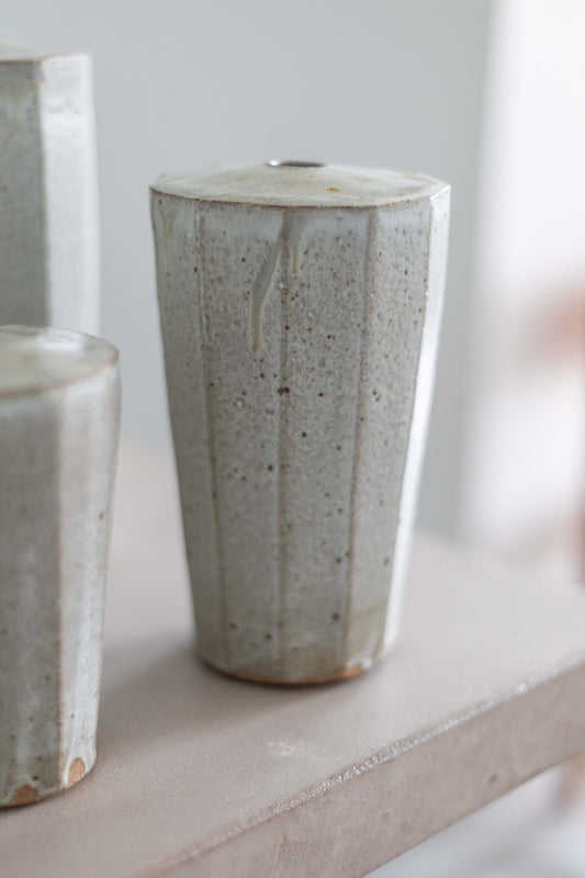 Large Faceted Stem Vase by Tim Lake
